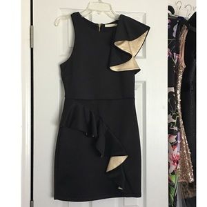 Black One Shoulder Ruffle Dress
